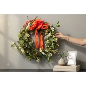 Floral Wreath Home Decor OS Green White Orange Very Good Ivy Berry